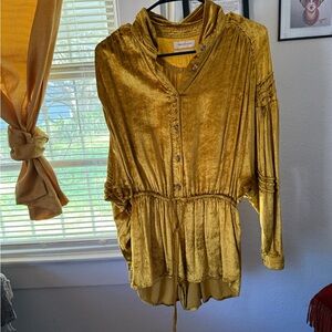 Urban Outfitters Shimmering Gold Velvet Top